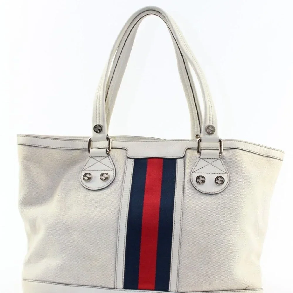 Gucci Navy Web Ivory Tote 2GK0104K